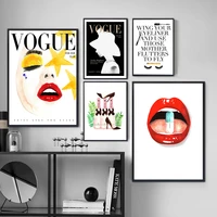 vogue woman poster wall art print sexy lips heels mascara canvas painting quote pictures for living room vintage fashion decor