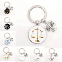 1 judge golden balance justice messenger mens keychain high quality silver glass keychain mens gift