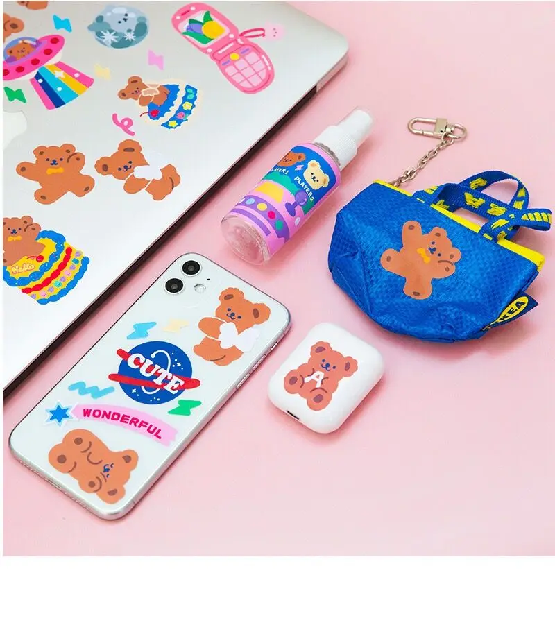 2 страницы мультфильм Медведь стикер с зайчиком DIY багажная этикетка Kawaii Корея