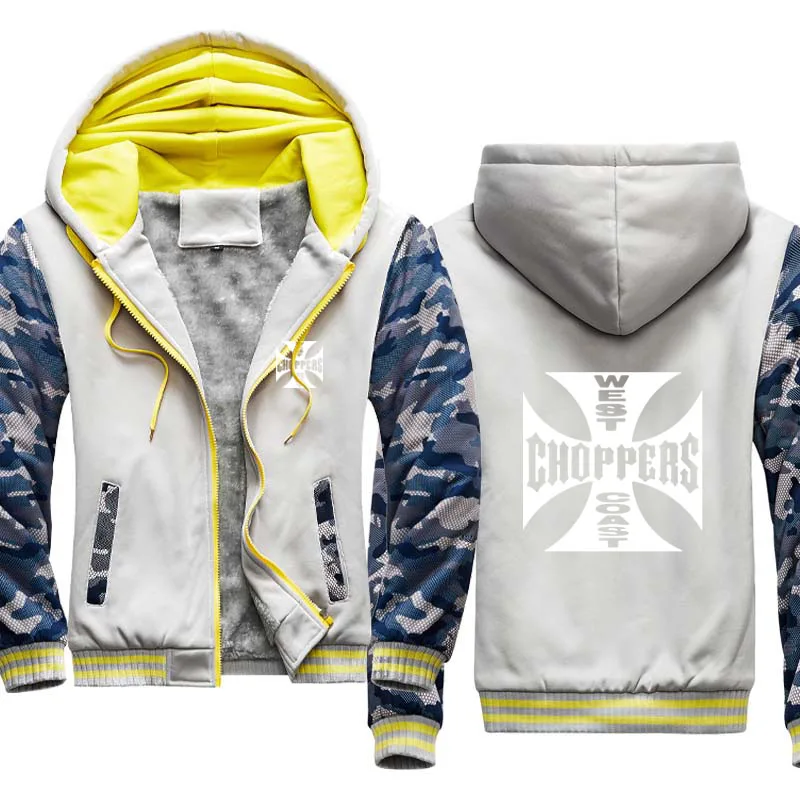

Unisex Winter Mens Sport Jacket West Coast choppers Casual Camouflage Hoodie Thicken Warm Wool Fleece Mens Zipper jackets