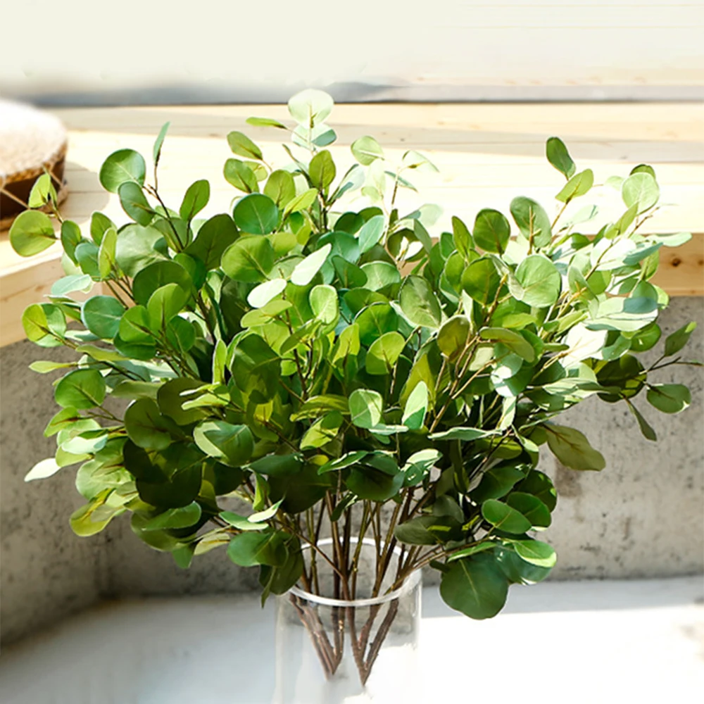 Искусственное зеленое желтое растение цветок листья эвкалипта ручной работы