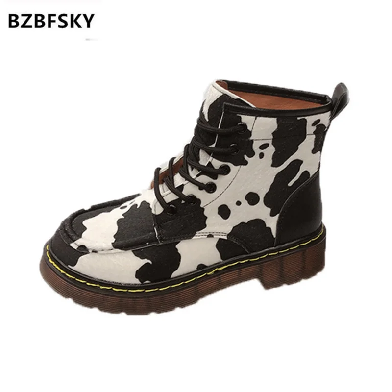 

Women Motorcycle Boots Autumn Winter Fashion Solid Color Ankle Boots Women High Quality Comfortable Cow pattern Female Boots 40