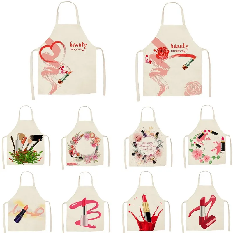 1 шт. кухонный фартук лак для ногтей женские с цветочным принтом без рукавов из