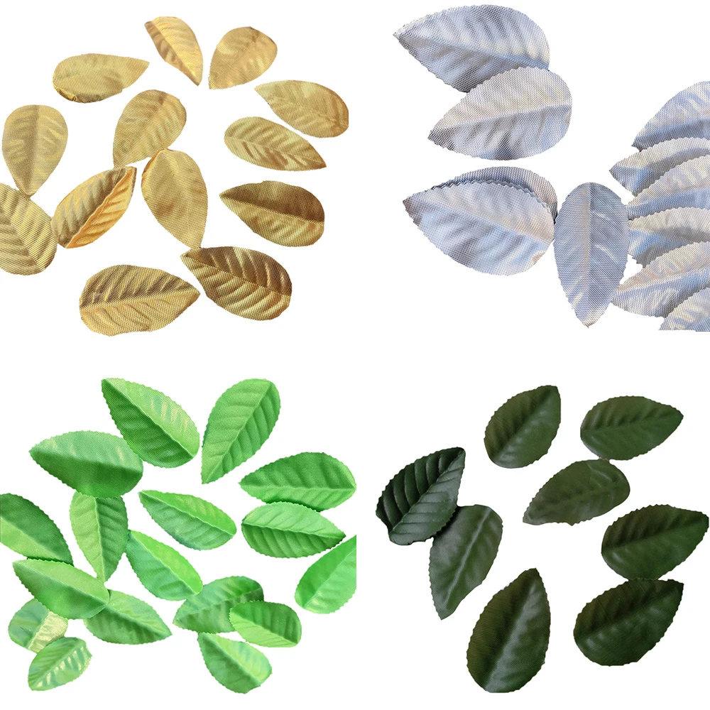 Имитирует зеленые и золотые серебряные листья свадебное украшение для вечеринки