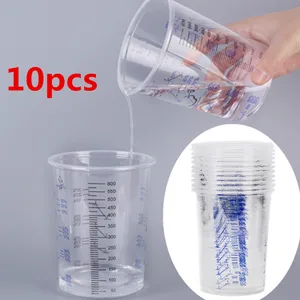 10pcs 600ml Plastic Paint Mixing Cups Mixing Pots Paint Mixing Calibrated Cup For Accurate Mixing Paint And Liquids /4pcs 100ml