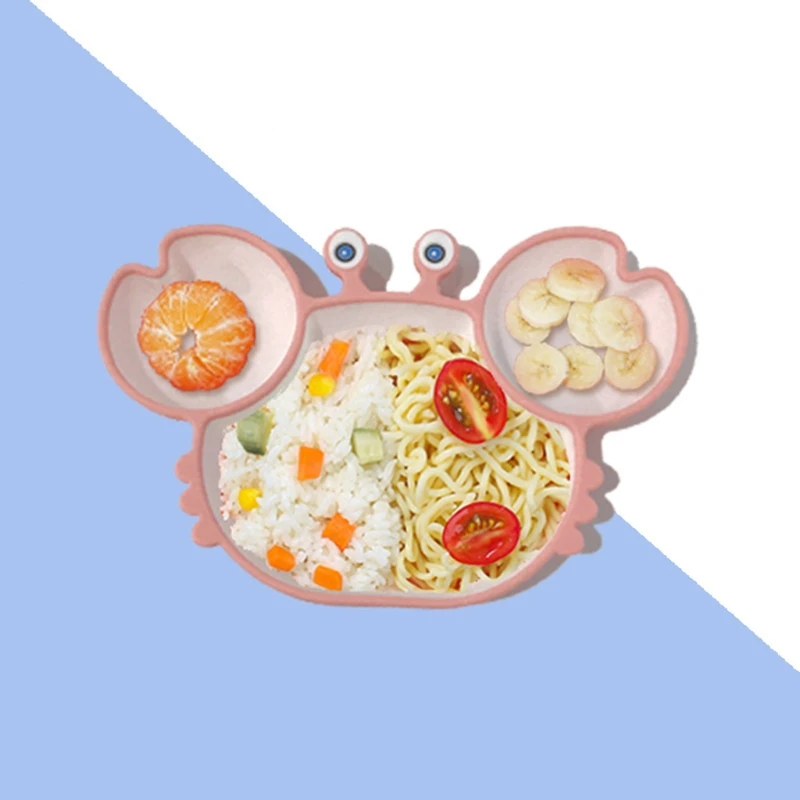 

1 Pc Cartoon Crab Baby Silicone Training Bowl Divided Sucker Non-slip Dinner Plate Dishes Infant Learning Feeding Tray