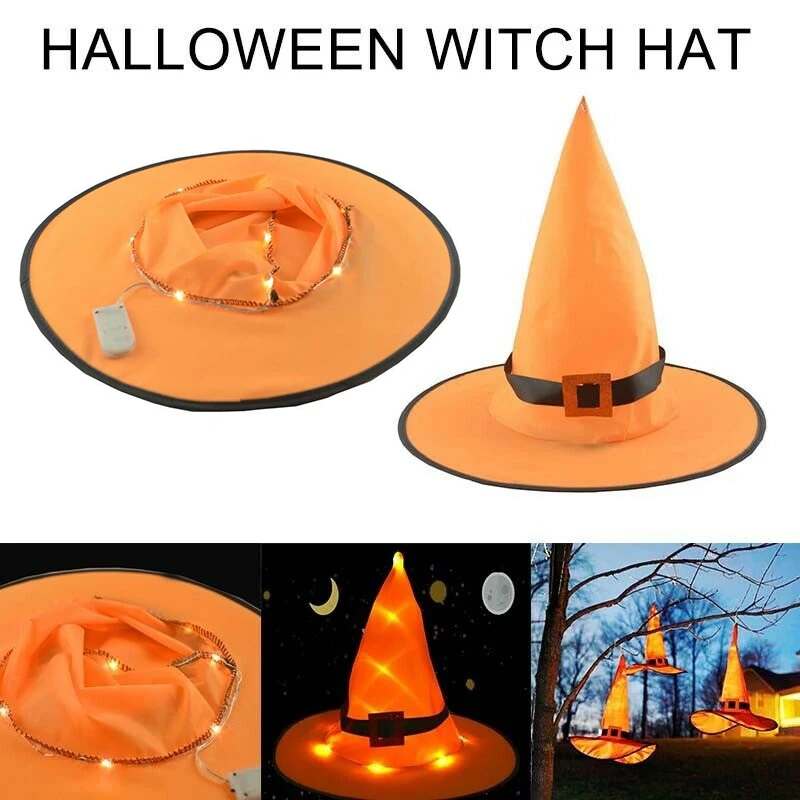 Волшебник на Хэллоуин ведьма шляпа светодиодная светлая крышка Фонарь Висячие