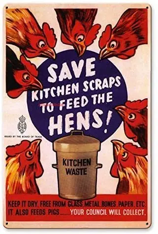 

Maizeco Metal Tin Signs Save Kitchen Scraps Feed Hens Home Decor Plaque Poster for Farmhouse Garage Farm Beer Decorative