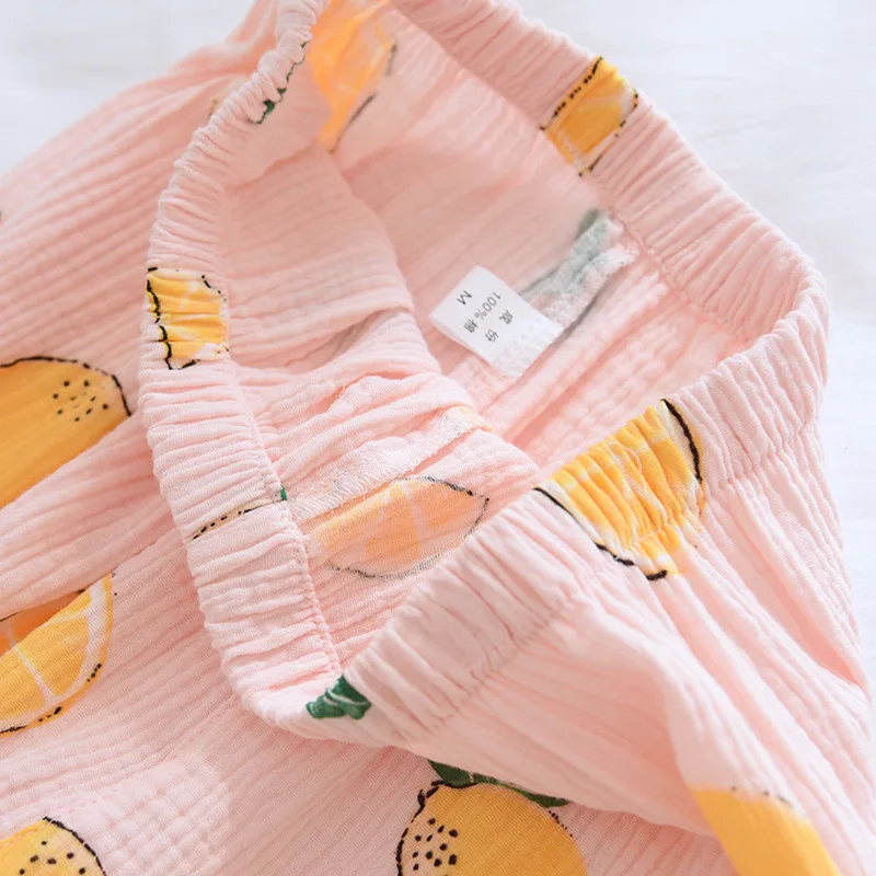 

2021 Summer Spring Women Pajamas Set Soft Loose Homewear 100% Cotton Pajamas Breathable Crepe Night Sleepwear Lounge Pijamas