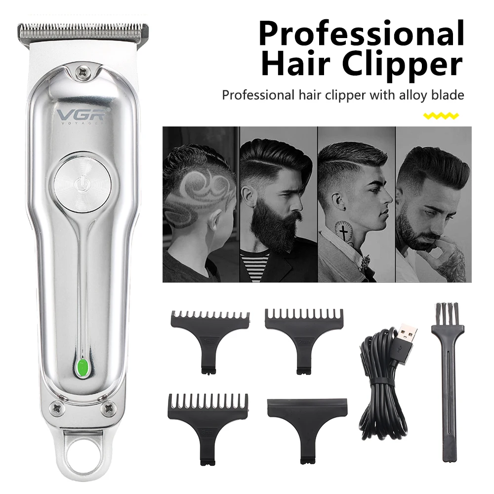 

Профессиональная машинка для стрижки волос Vgr, триммер для мужчин, мужская Беспроводная Бритва для стрижки бороды