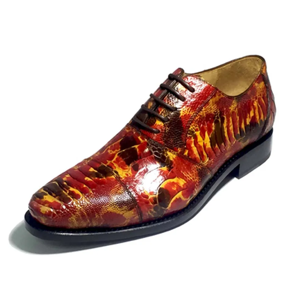 

hulangzhishi new arrival Pure manual hand make painted men Ostrich leather shoes ostrich leg skin fashion Men formal shoes