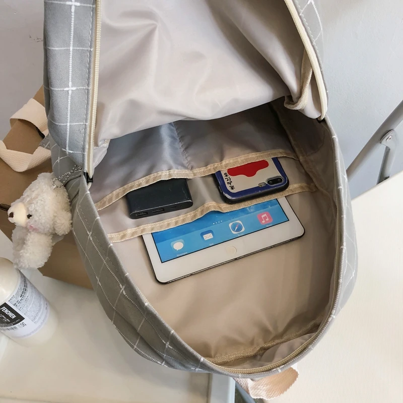 

DCIMOR New Plaid canvas Women Backpack Female Exquisite embroidery schoolbag for Teenage Girls Mochila Large capacity Travel Bag