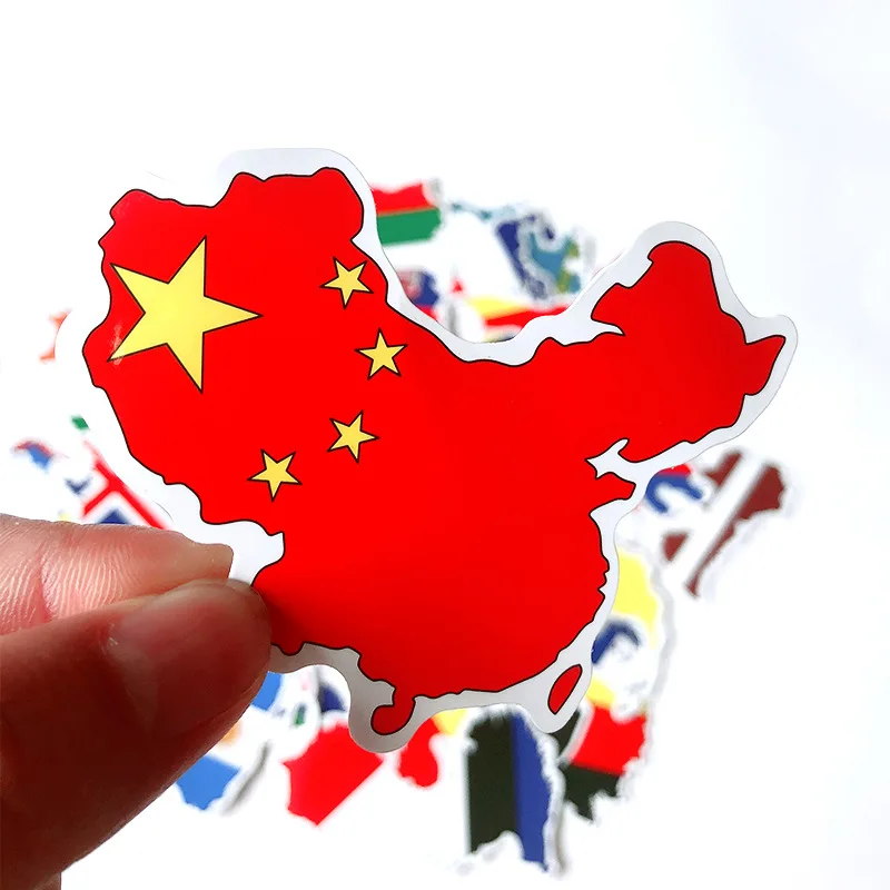 50 Pcs National Flags Stickers Toys for Children Countries Map Travel Sticker to DIY Scrapbooking Suitcase Laptop Car Motorcycle