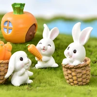 miniature micro landscape furnishing articles of kawaii animal cartoon rabbit carrots house garden resin home decor accessories