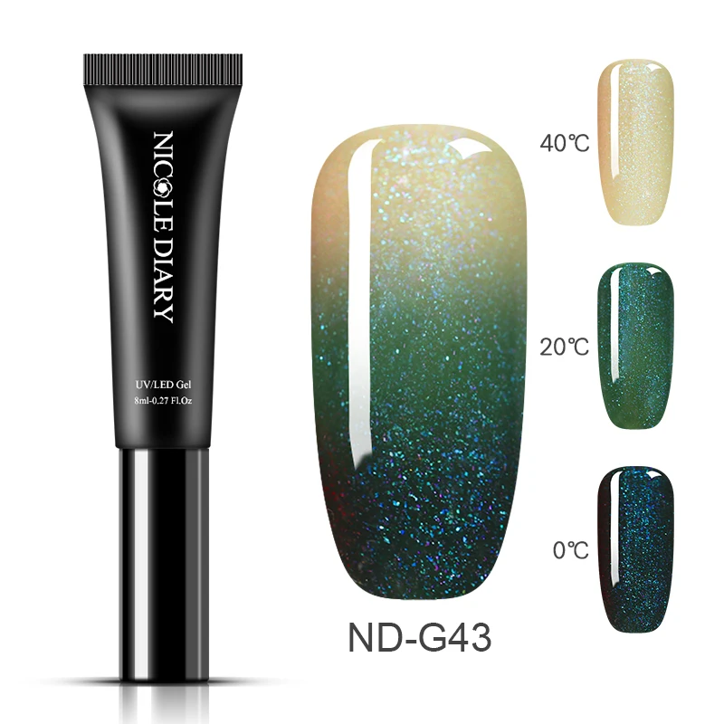 ND-G43 NICOLE DIARY, розовое золото, гель для ногтей, блестящий Светодиодный УФ-гель, для маникюра, блестки, отмачиваемый Гель-лак для ногтей, Полупостоянный Гель-лак - Цвет: ND-G43