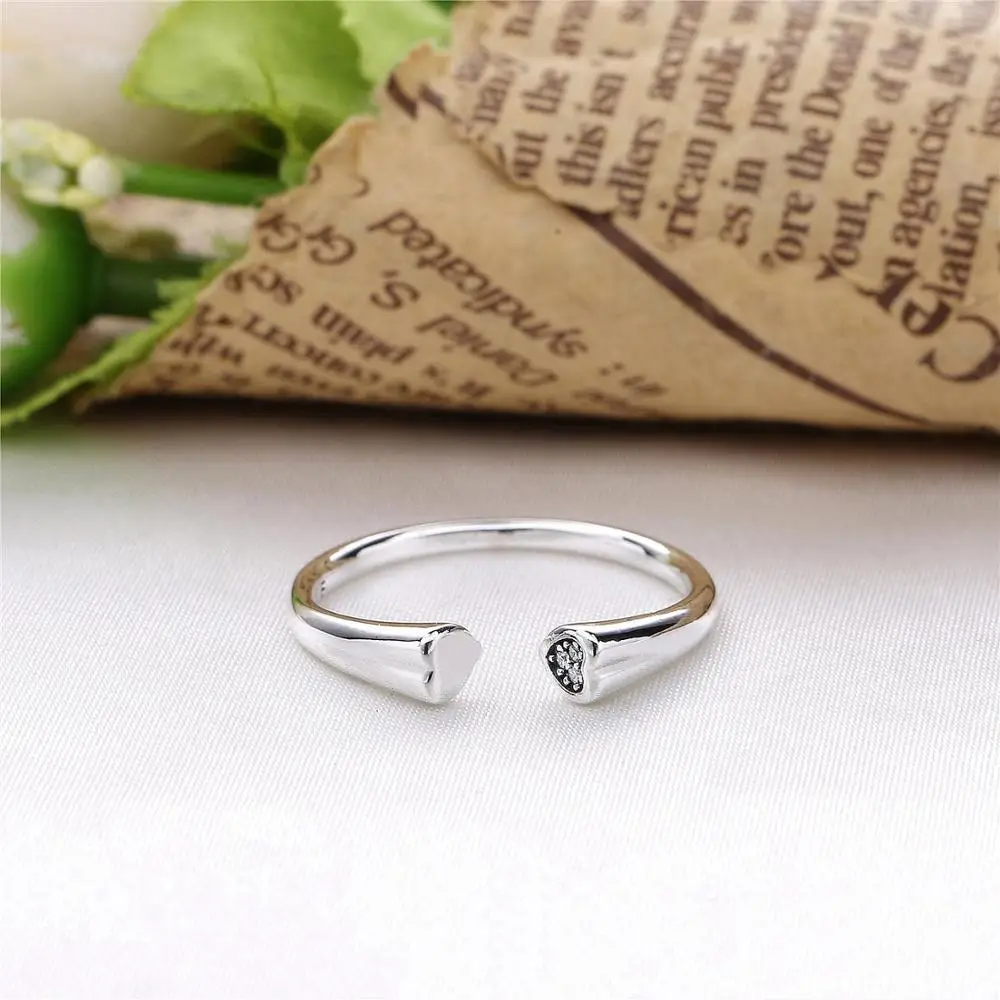 

High Quality 925 Sterling Silver pan Classic Bow Ring With Original Logo Heart Woman Jewelry Gift Free Shipping