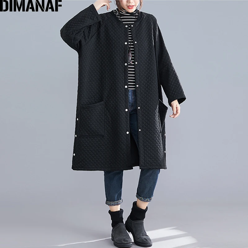 Женская винтажная куртка DIMANAF Свободный кардиган на пуговицах с длинным рукавом