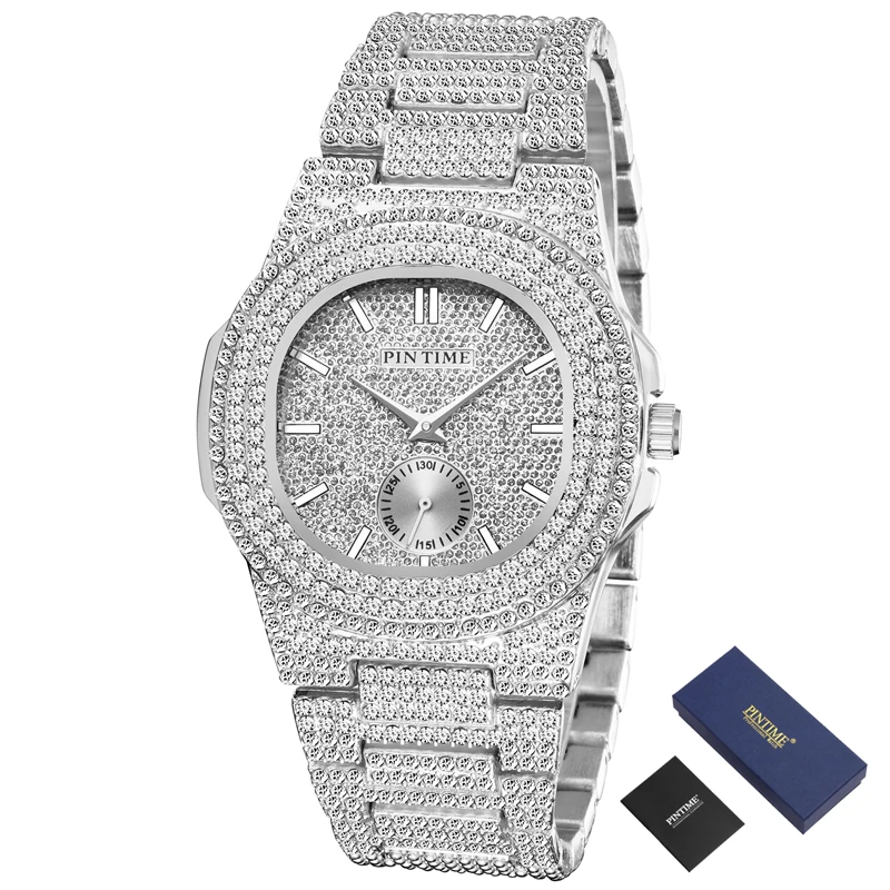 

Dropshipping Iced Out Mens Watches Top Brand Luxury Hip Hop Watch Men Gold Diamond Clock Relogio Masculino Reloj Montre Homme