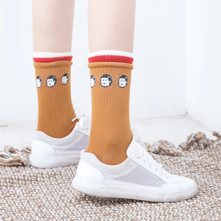1 пара Хлопковых Носков корейские женские стильные длинные носки осенние зимние