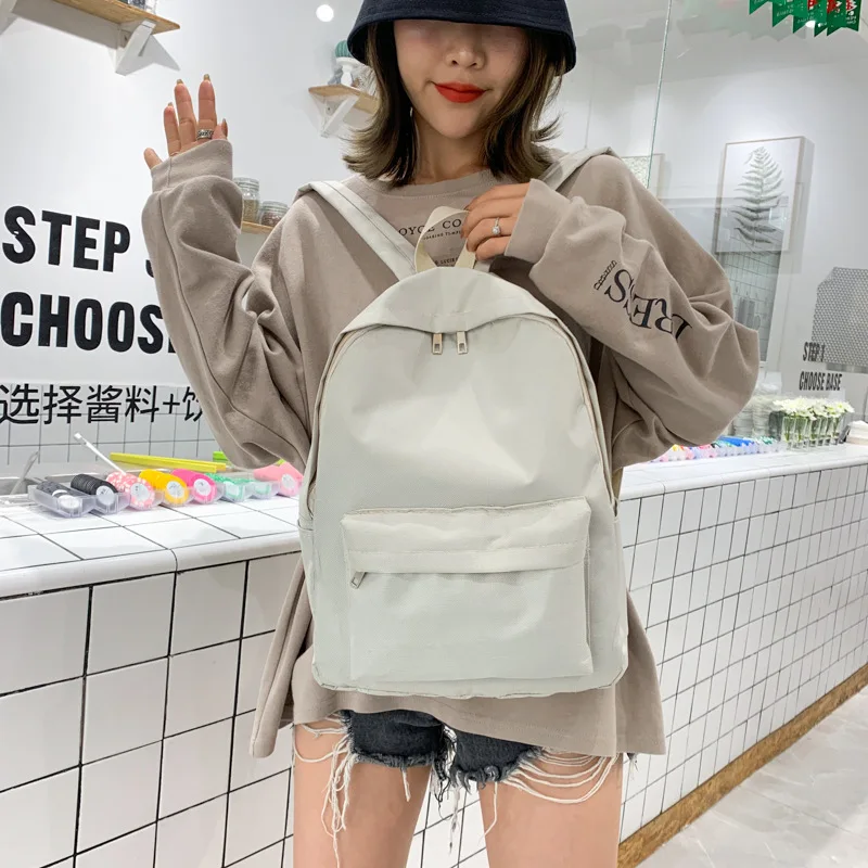 

2020 New Solid Backpack Girl School Bags For Teenage College Wind Women School Bag Nylon Daisy Printing High Student Bag Black