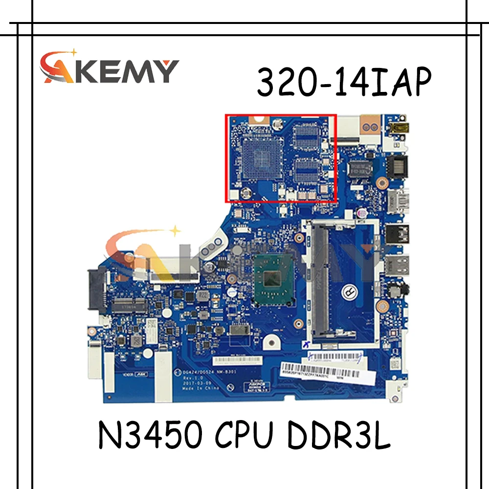 Akemy для Lenovo 320 14IAP Материнская плата ноутбука DG424/DG524 NM B301 N3450 процессор DDR3L Испытано