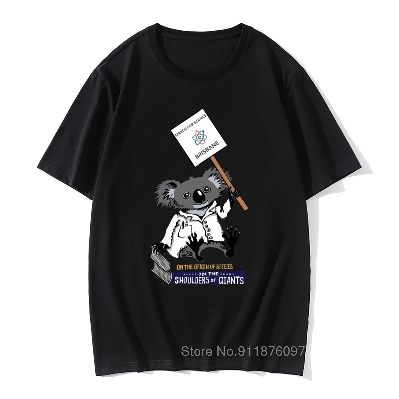 

Hip Hop T Shirt Men March For Science T-shirt Brisbane Koala Print Tshirt Cute Summer Tops Male Cotton Costume Black Geek Tees