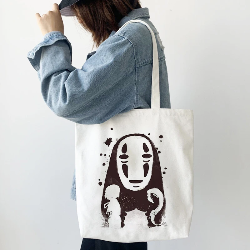 

Japan Anime Spirited Away Kawaii No Face Man Studio Ghibli Canvas Shopping Bag Grunge Tote Bag Handbag Shopper Bag Shoulder Bags