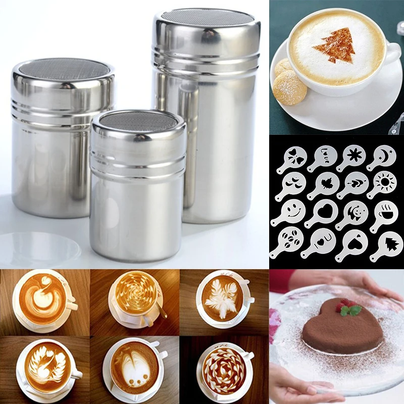

Cappuccino Mold Fancy Coffee Printing Model Stainless Steel Cake Stencils Powdered Chocolate Shaker salt and pepper shakers 