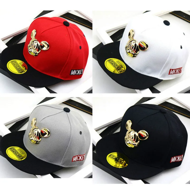 

Spring Golden Disney Mickey Mouse Ear Kids Hat Boy Girl Travel Caps Anime Cute Baby Hip Hop Baseball Caps Children Snapback 2-8Y