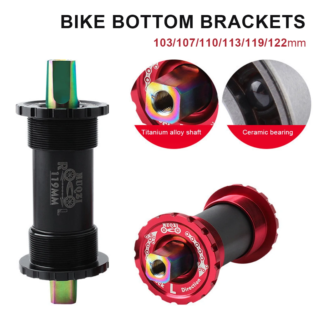 Titanium Alloy Bike Bottom Brackets BB68 Ceramic Square Taper Axle 103/107/110/113/119/122mm MTB Road Folding Bicycle Shaft
