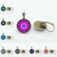 2021 vintage mandala energy chart earrings sacred energy chart dome glass earrings high quality gift for women