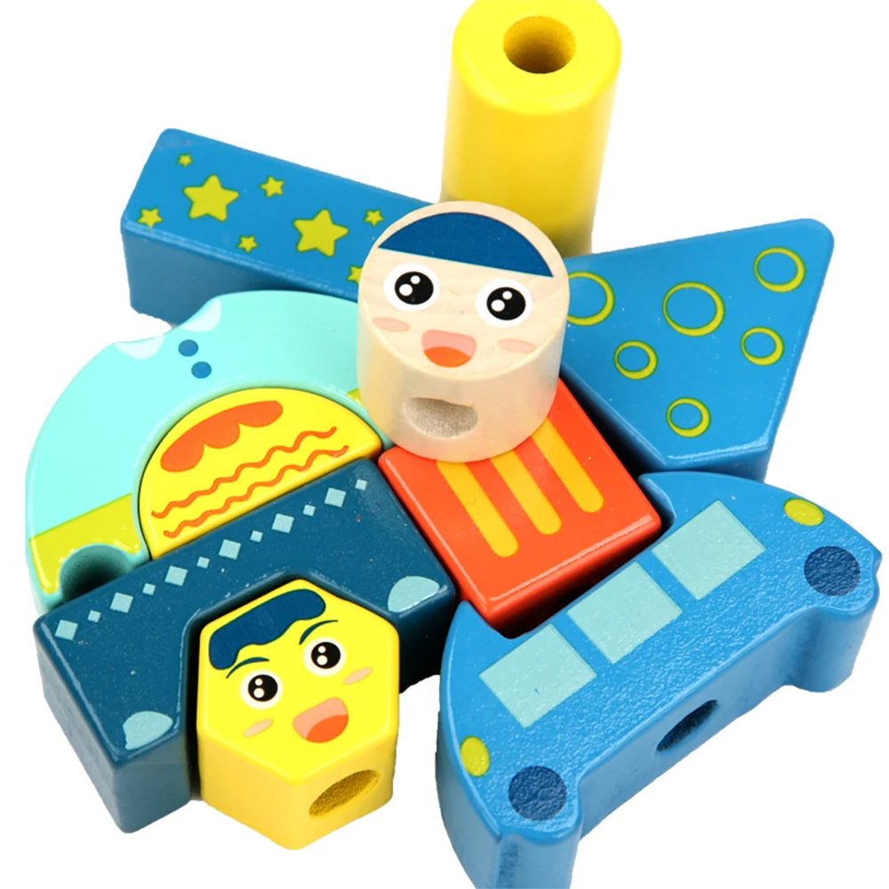 Развивающие деревянные игрушки солнце и луна день ночь столб строительный