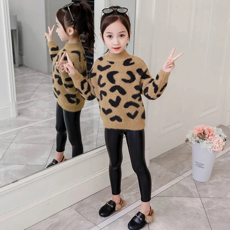 Свитера для девочек бархатные детские свитера с сердечками Толстый Пуловер