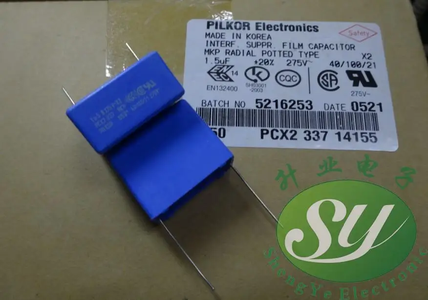 50 шт. PILKOR MKP337 1 5 мкФ/275Vac u5 155 новый самый популярный пленочный конденсатор 28 мм