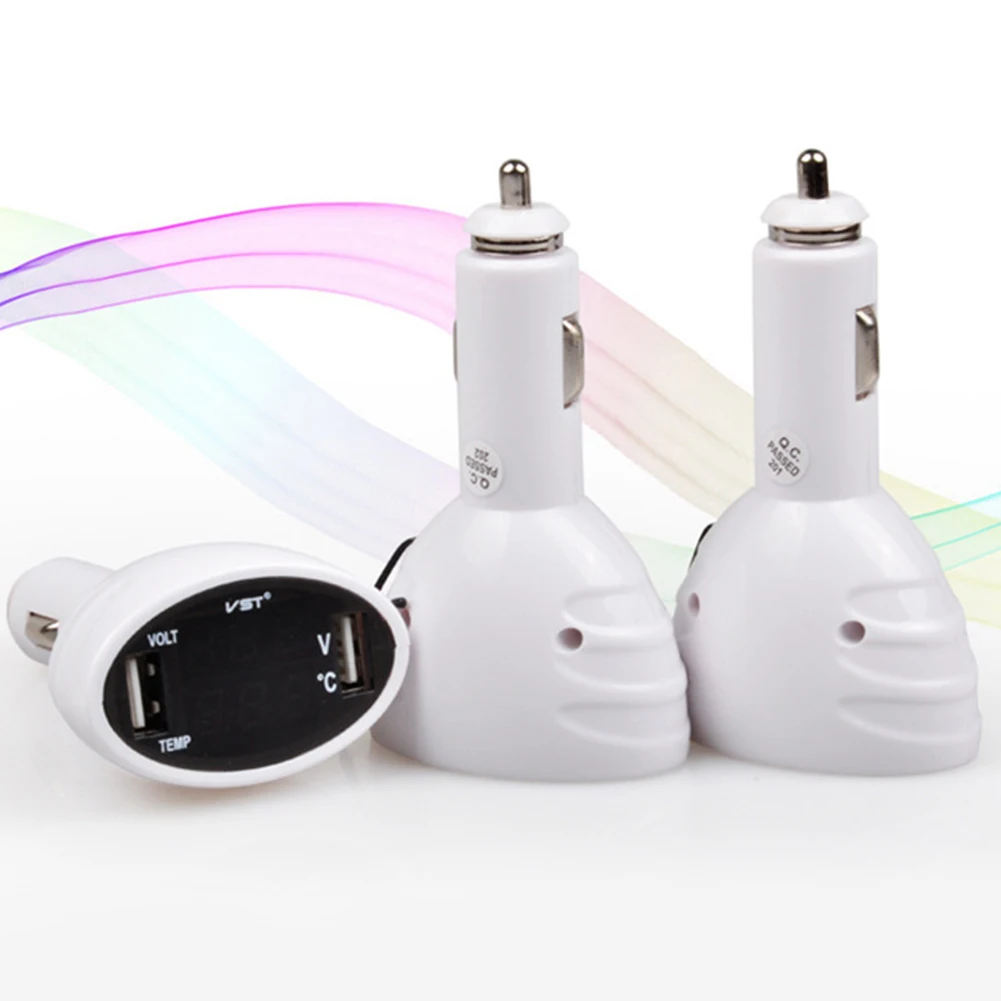 Быстрый авто 3 в 1 светодиодный цифровой дисплей 2.1A вольтметр напряжение монитор