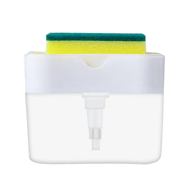 2in1 Sponge Box Soap Dispenser Double Layer Kitchen Plastic Scrubber Holder Case Detergent Push Type Dish Brush | Обустройство дома