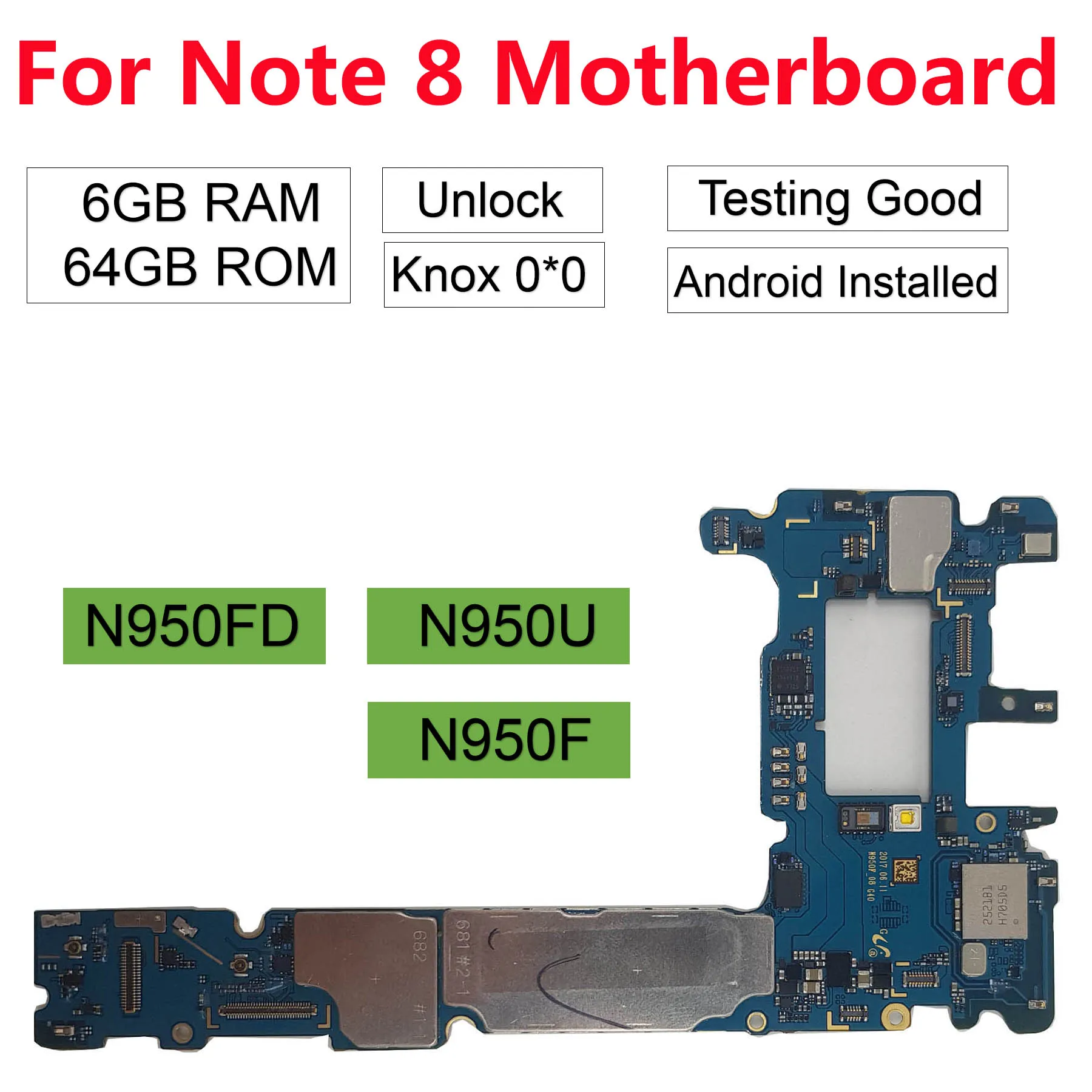 Оригинальная разблокированная материнская плата BINYEAE для samsung Galaxy Note 8 N950F N950F/DS(N950FD) 64GBN950U для Galaxy Note 8