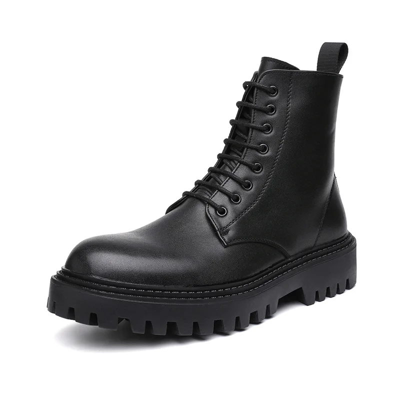 

British style men boots autumn winter platform shoes black cowboy botines hombre handsome genuine leather ankle botas de homens