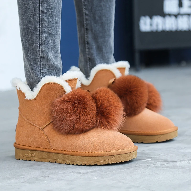 Minmclas/зимние сапоги из кожи с лисьим мехом коллекция 2019 года новые зимние теплые