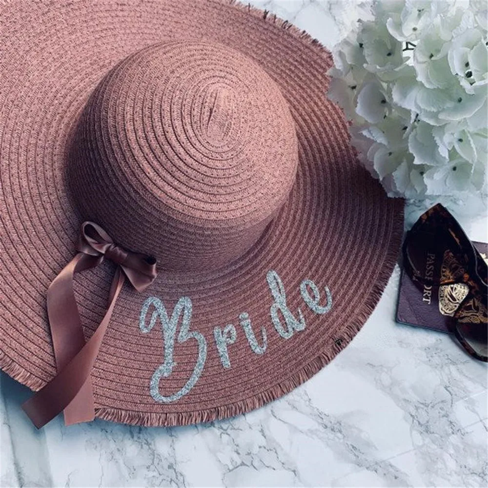 Индивидуальная пляжная соломенная шляпа на заказ с бантом и надписями Пляжная