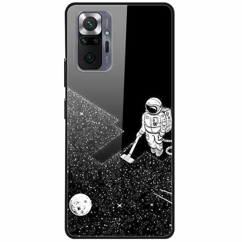 For Xiaomi Redmi Note 10 6.43'' Case Note10 Covers Cool Tempered Glass Funda for Redmi Note 10 Pro Cover Bumper Printing Lion