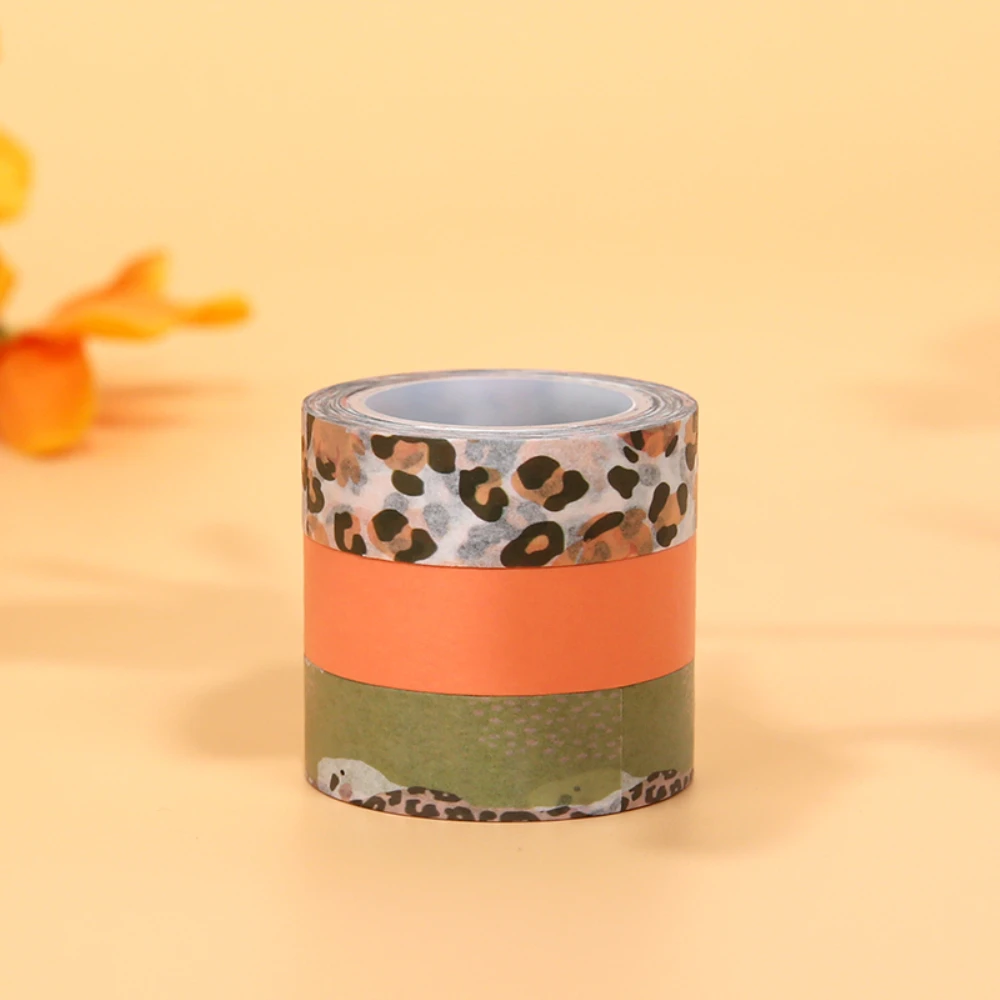 Леопардовая фотобумага 3 рулона ширина 15 мм|Офисный скотч| |