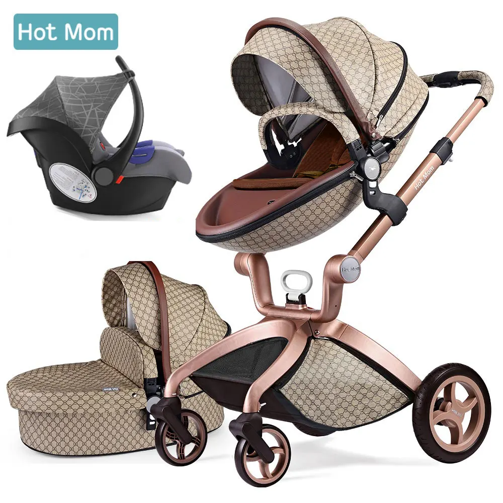 Grid car seat Детская коляска 3 в 1, популярная туристическая система для мам, высокая прогулочная коляска с люлькой в, складная коляска для новорожденных, F22 - Цвет: Grid car seat