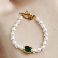 personality inlaid green gemstone bracelets women charm bangle trend jewelry