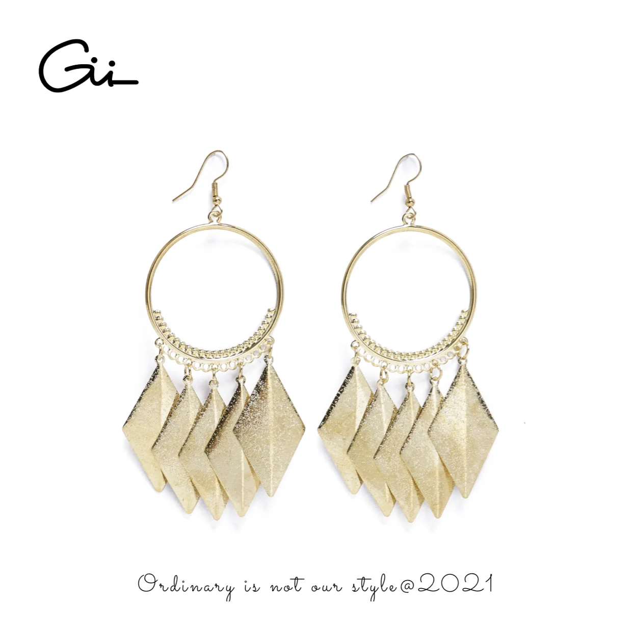 

Gii 2021 Bohemian Personality Circle Exaggerated Earrings Retro Joker Long Temperament TasselEurope and America Fashion Earrings