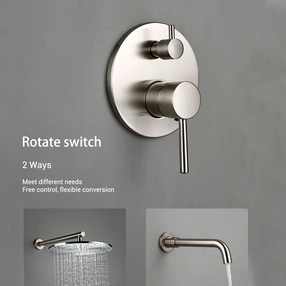 Smesiteli Твердый латунный 2 полосный матовый никелевый смеситель для душа ванной