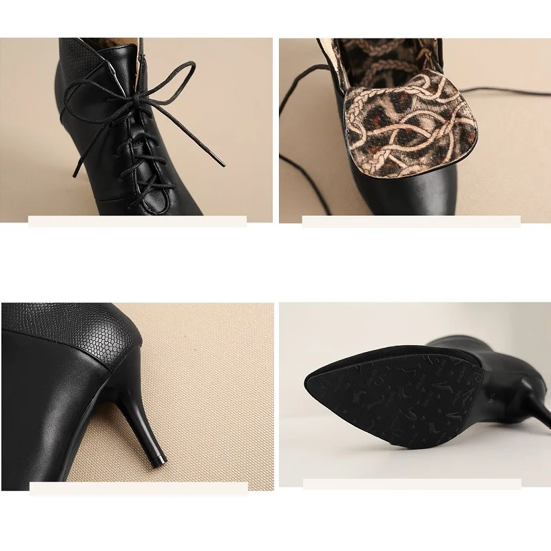 

Women's boots autumn winter short plush women boots mixed colors Thin Heels high heel ankle boots Cross-tied Fashion women shoes