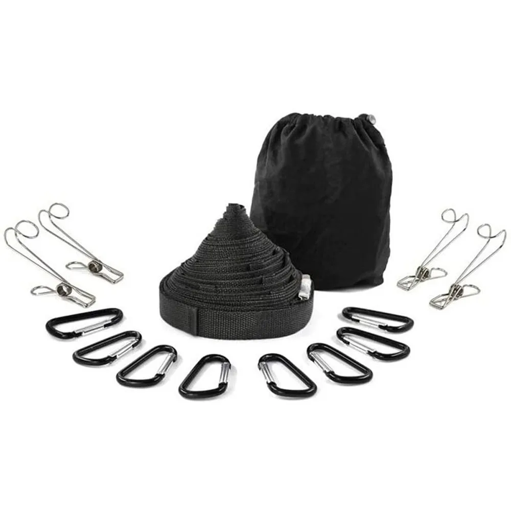 

Веревка с пряжками для кемпинга, 19 колец, Регулируемая Веревка для белья для пикника, кемпинга