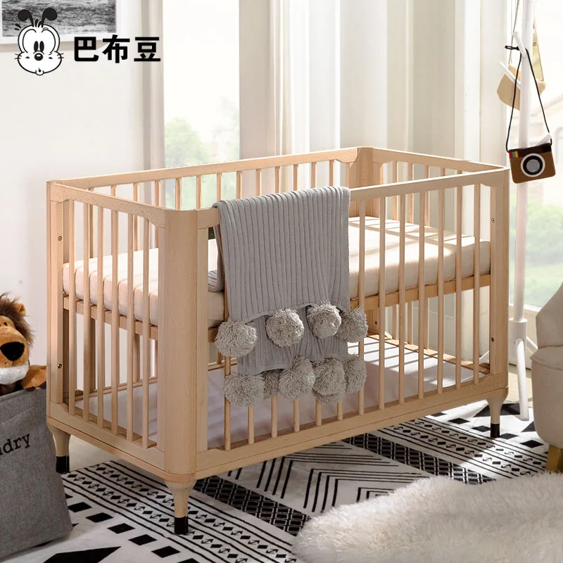 9179 Solid Wood Crib Joint Bed Newborns Multi-functional Movable Building Blocks Logs No Paint Babies' | Мать и ребенок