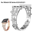 Браслет Pulseira женский Алмазный для Apple Watch 7, ремешок из нержавеющей стали для iWatch Series 6 SE 5 4 3, 38 мм 42 мм 40 мм 44 мм